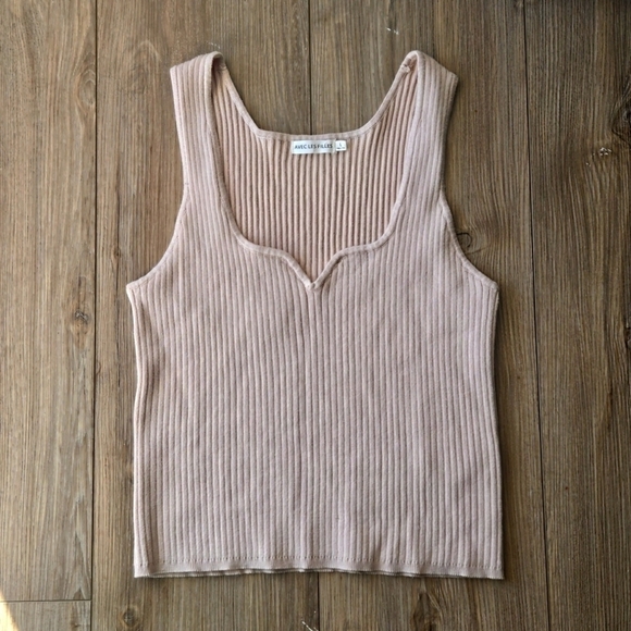 Avec Les Filles Tops - Avec Les Filles Ribbed Knit Top